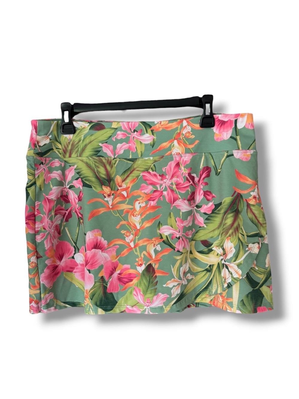 Tommy Bahama Green Mini Skirt with Pink & Orange Floral Print